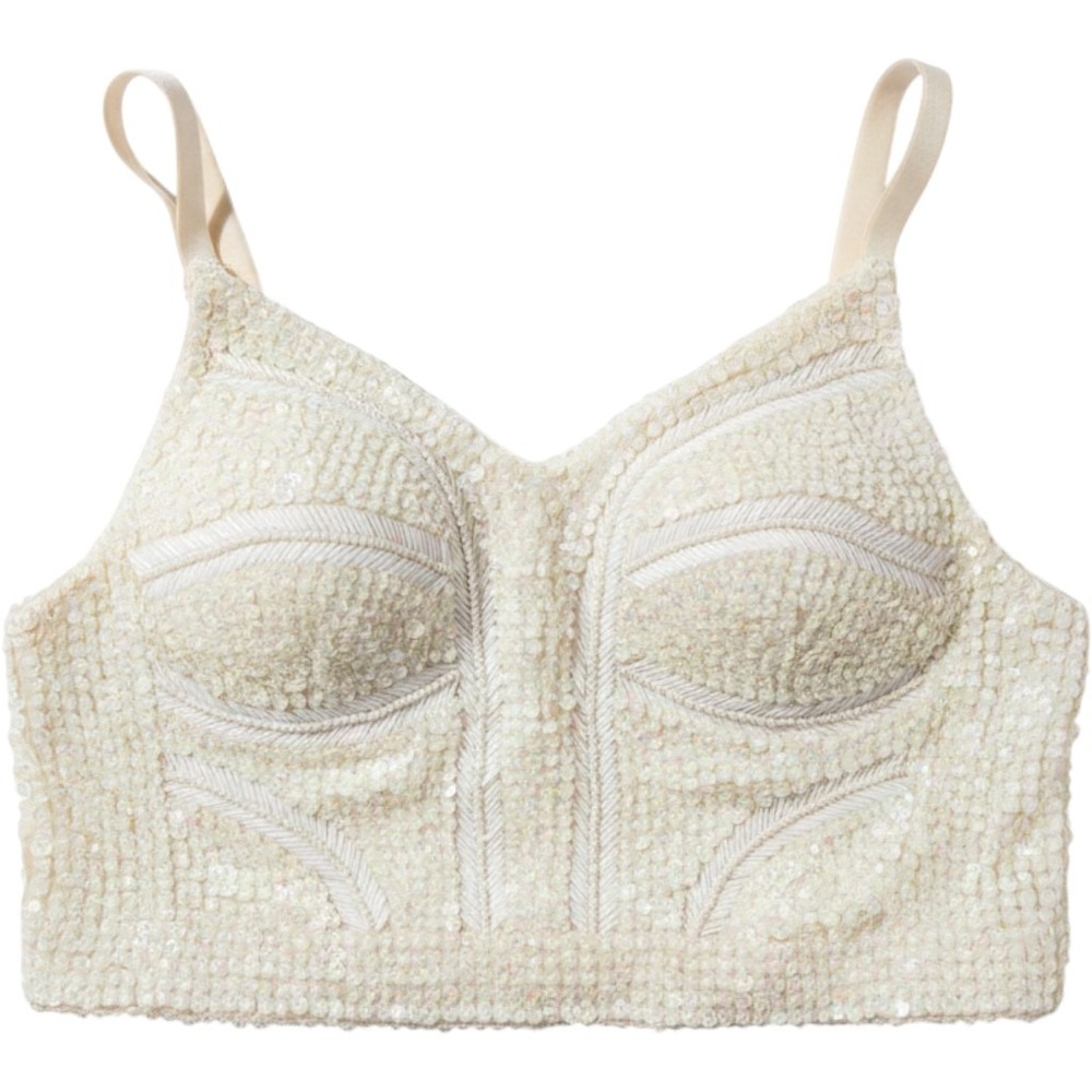 RARE Vintage Victoria's Secret Gold Label 80s Beaded Sequin Bustier Top